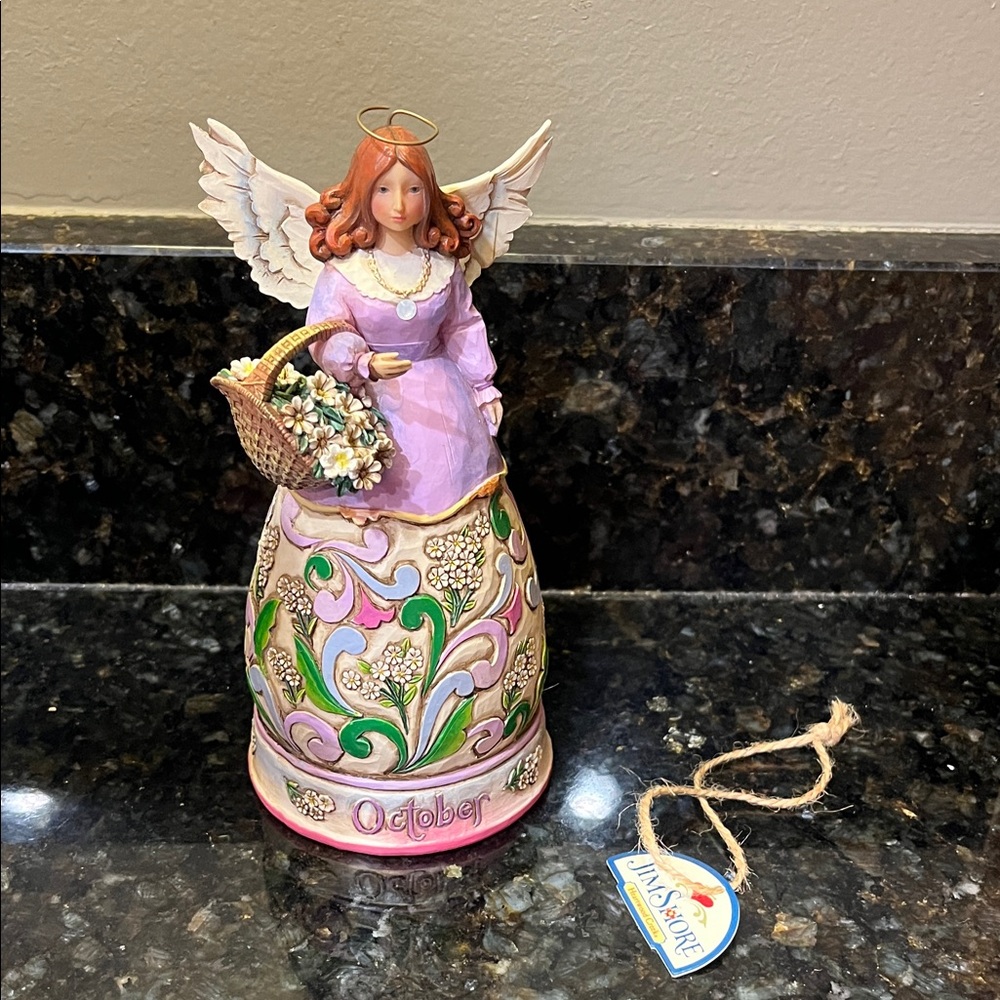 Jim Shore Angel Figurine with Purple Dress and Basket